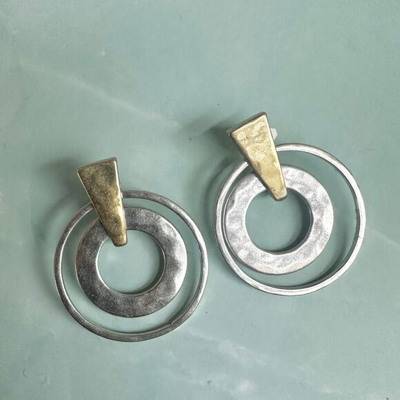 Lucky Brand Mixed Metal Geometric Hoop Earrings - Picture 7 of 9